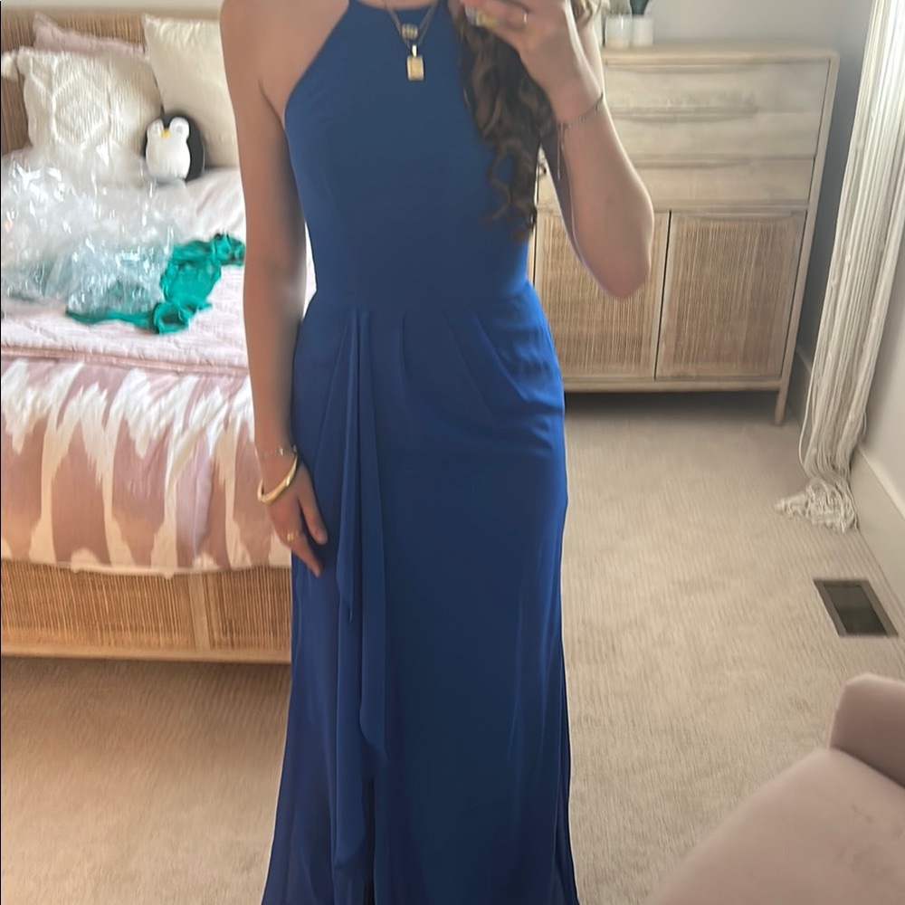Elegant Blue Halter Dress